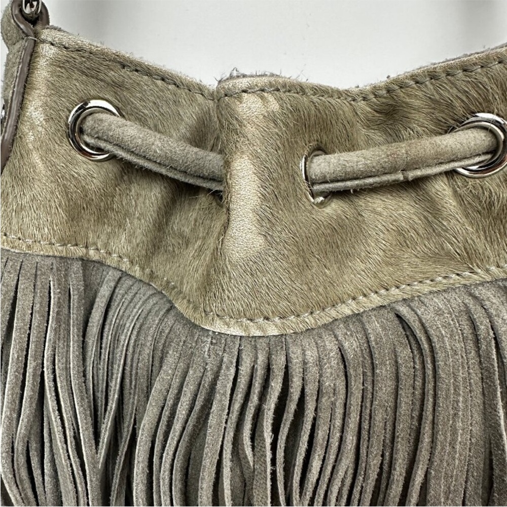 Sam Edelman Fifi Taupe Suede Fringe Crossbody Bucket Bag - Picture 10 of 10